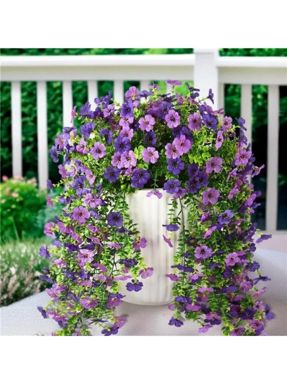 Artificial Hanging Daisy Flowers Set of 2 UV Resistant Outdoor Porch Decor